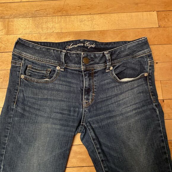American Eagle Jeans Women’s Size 8 Original Boot Stretch Modified Bottom Slit - Picture 2 of 15